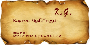 Kapros Gyöngyi névjegykártya